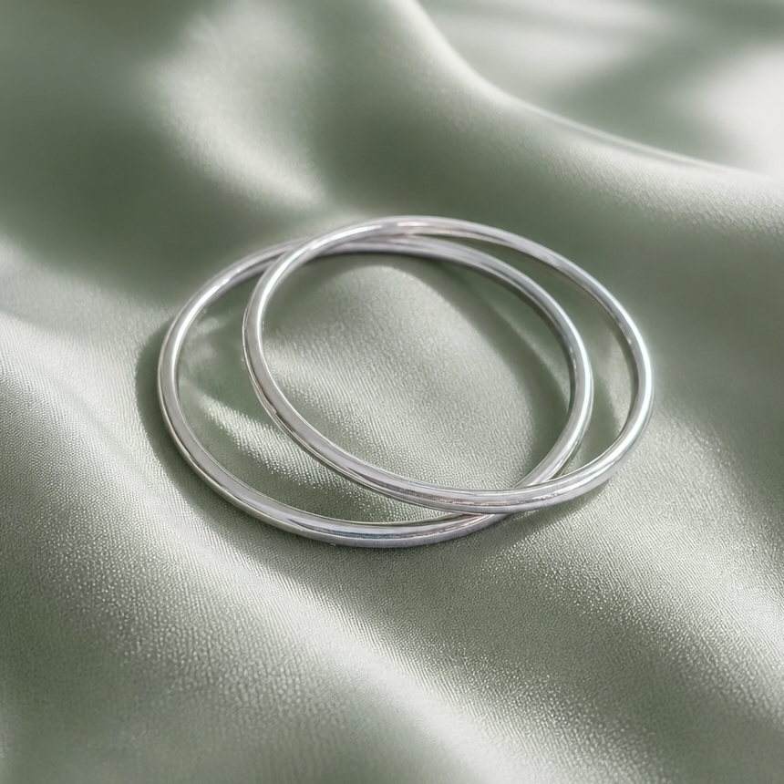 The Halo Bangles - Silver (2 pack)